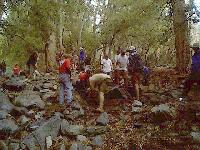 Boulders hauled in to place