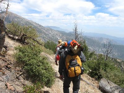 Hiking down the mountain