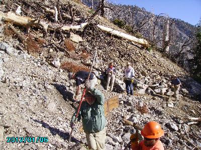 One of the rock slides gets cleared