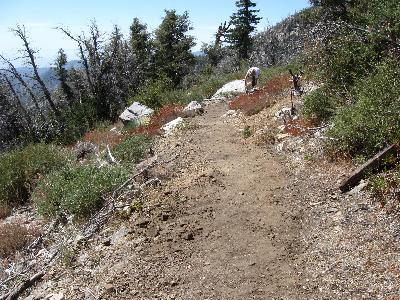 The trail tread gets worked from end to end