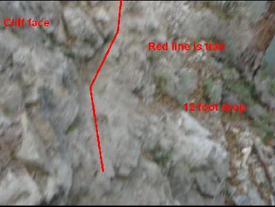 The rock ledge before work begins