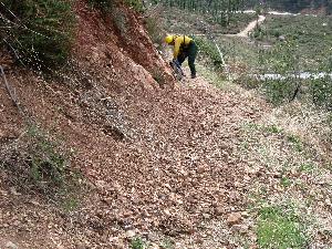 Mike and I getting ready to clear this rock slide