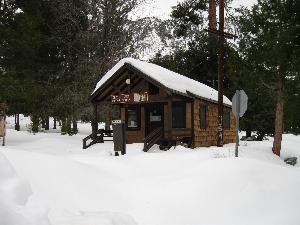 Crystal Lake Visitor Center in the snow