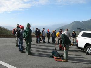 Hiking up to the blast site